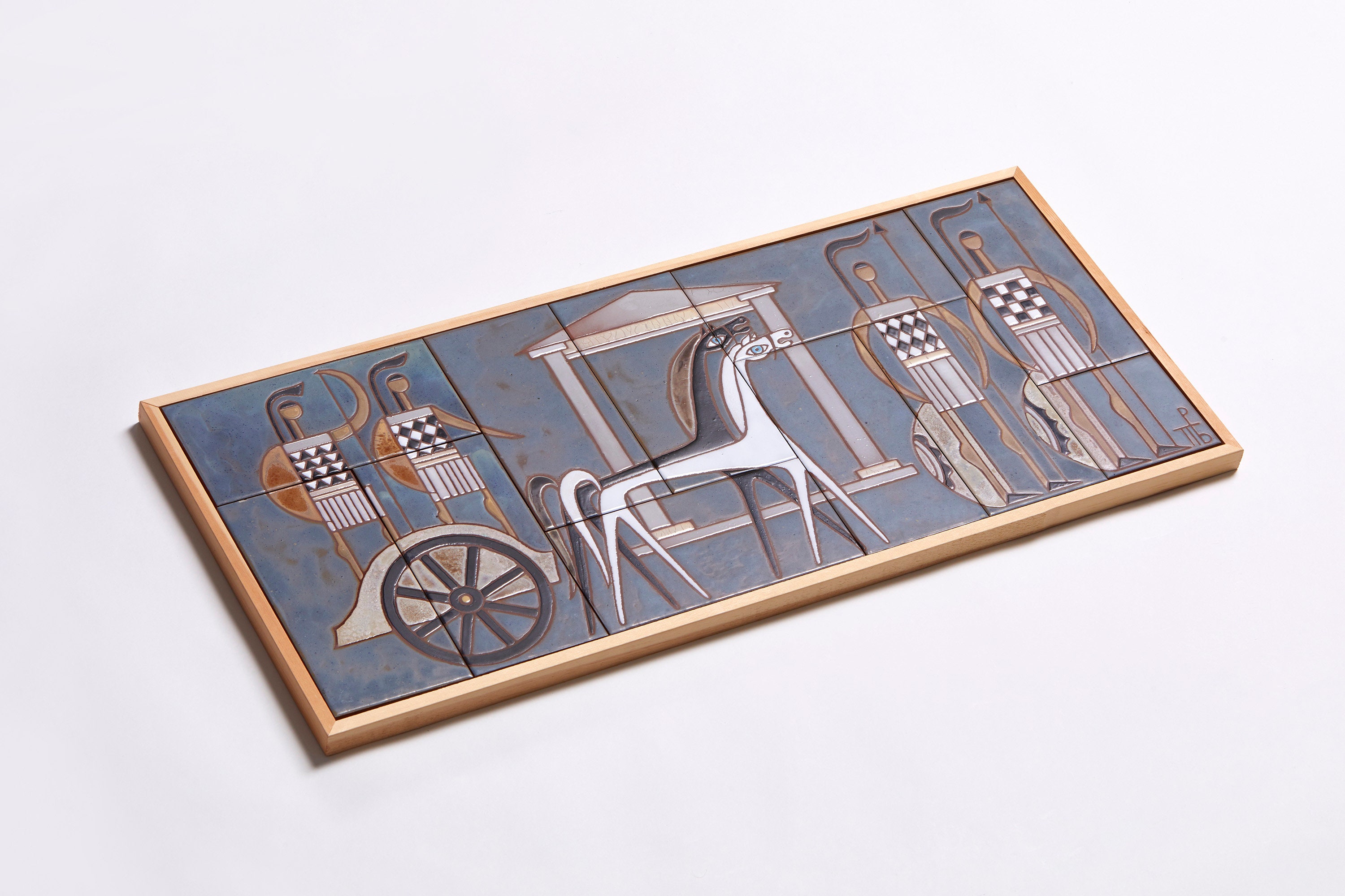 古代ギリシャの戦士たち ギリシャ 手描きの陶器の壁画 スパルタの