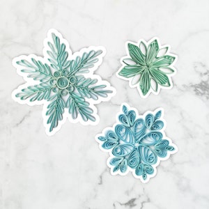 Snowflake Vinyl Sticker Pack + Quilling Art, Quilled Paper Art