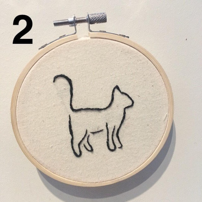 Cat outline 4 hoop Single or Sets Wall Hanging Hand Embroidery Hoop Art