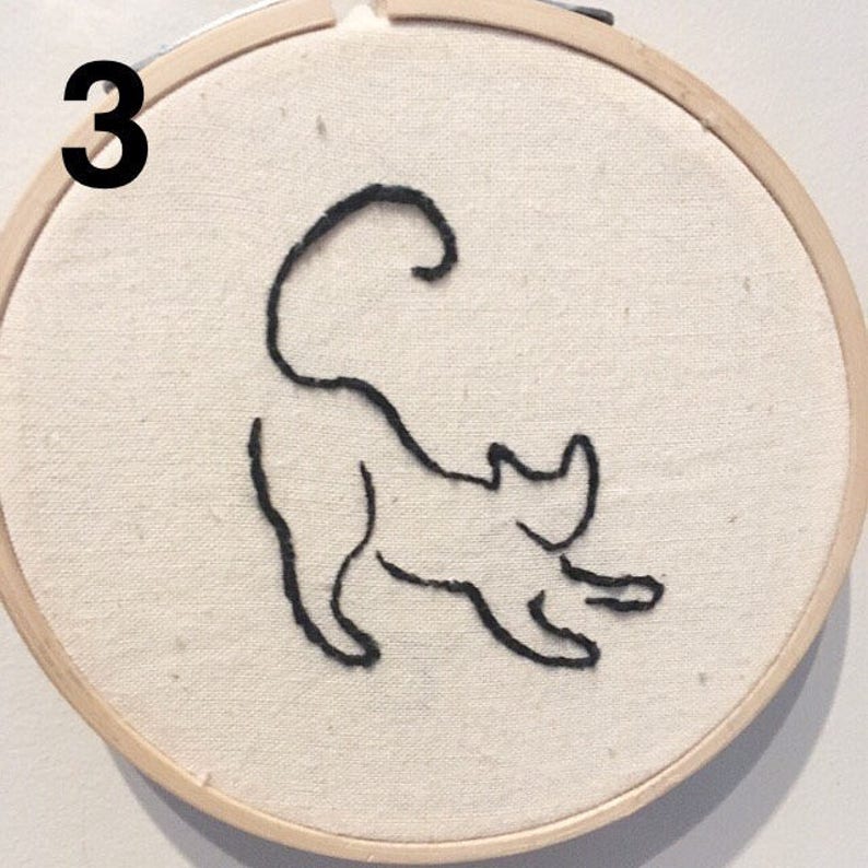 Cat outline 4 hoop Single or Sets Wall Hanging Hand Embroidery Hoop Art