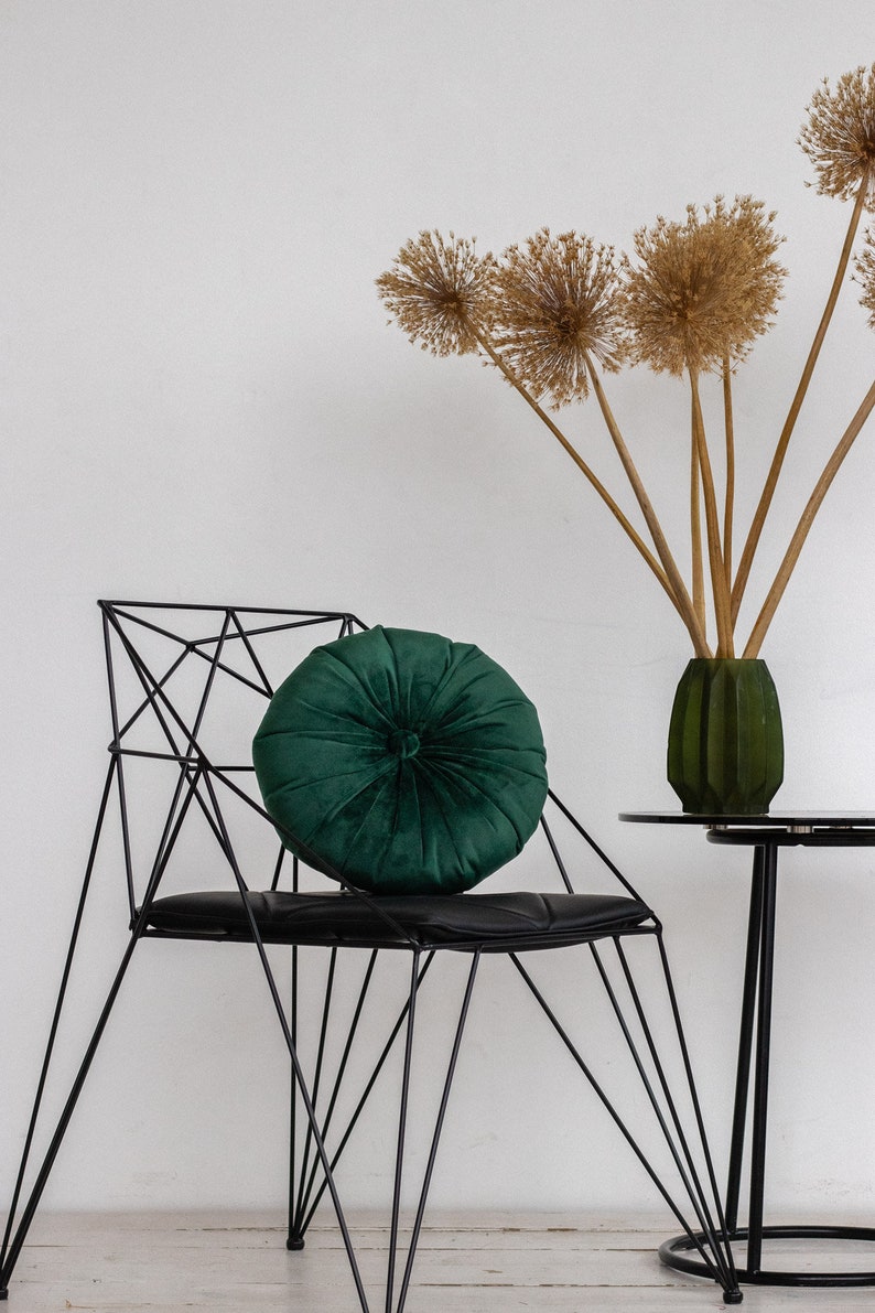 Minimal, Dark Green Round Decorative Pillow Etsy