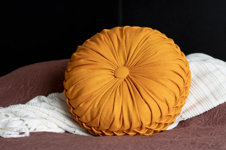 Yellow Natural Linen Decorative Pillow Etsy