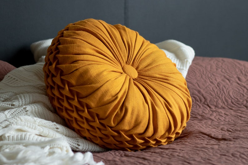 Yellow Natural Linen Decorative Pillow Etsy