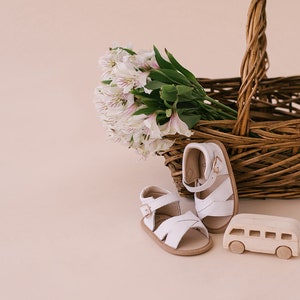 White Leather Baby Sandals | Soft Sole Infant Shoes | Summer Baby Shoes | Baptism Gift | Babe Basics