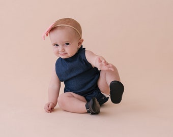 Babe Basics Cobalt Summer Baby Romper // Blue Baby Romper // Halter Baby Romper // Baby Romper // Linen Romper // Linen Baby Romper