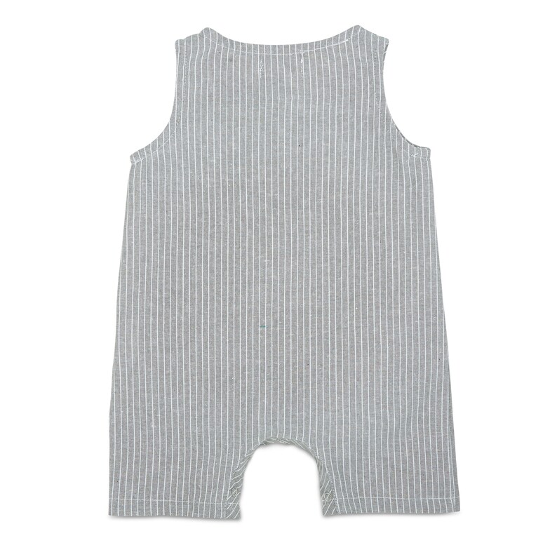 Babe Basics Linen Baby Romper Grey & White Striped Crop Etsy