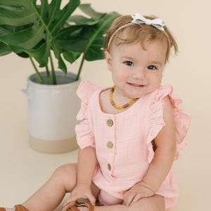 Pink Baby Romper | Cotton Summer Romper | Sleeveless Baby Outfit | Baby Girl Clothes | Babe Basics