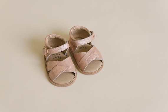 Blush Baby Sandals | Genuine Leather Baby Girl Shoes | Soft Sole Infant Sandals | Summer Shoes for Baby & Toddler | Babe Basics