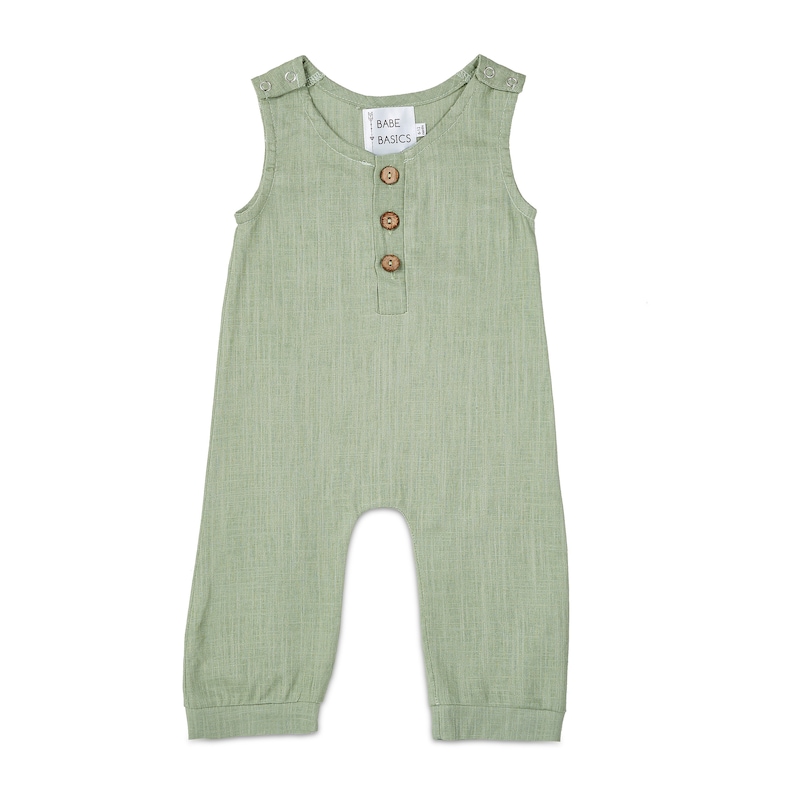 Babe Basics Linen Baby Romper // Sage // Green Fall Baby Boy Etsy