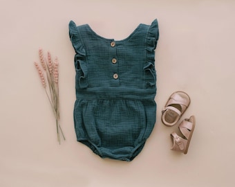 Cotton Baby Girl Romper – Backless Flutter Sleeve Summer Outfit
