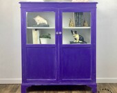 Bookcase with Doors Custom Painted Antique Curio Cabinet Vintage Glass Cabinet bookcase with Glass doors
