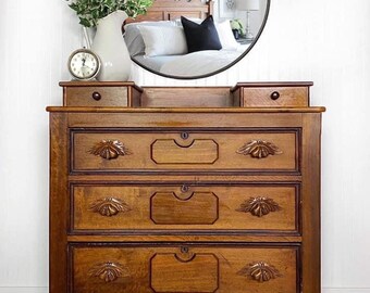Antique Victoria Eastlake Marble Top Dresser And Mirror Etsy