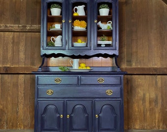 Blue China cabinet, Blue Hutch shipping not included China Cabinet with glass doors.