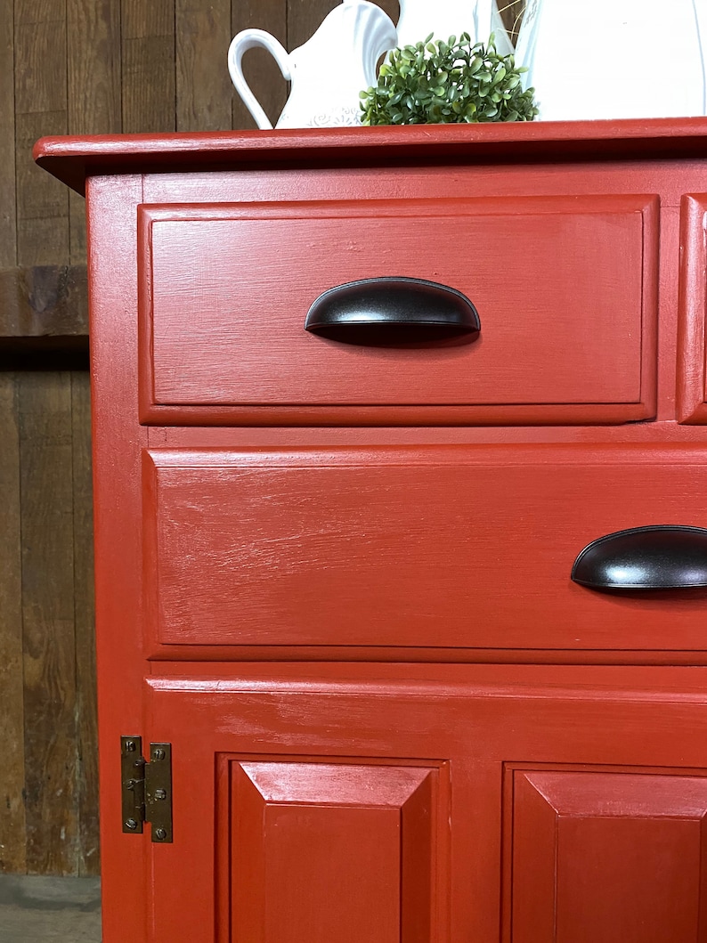 Red Large Sideboard Buffet Vintage Entryway Table / Etsy