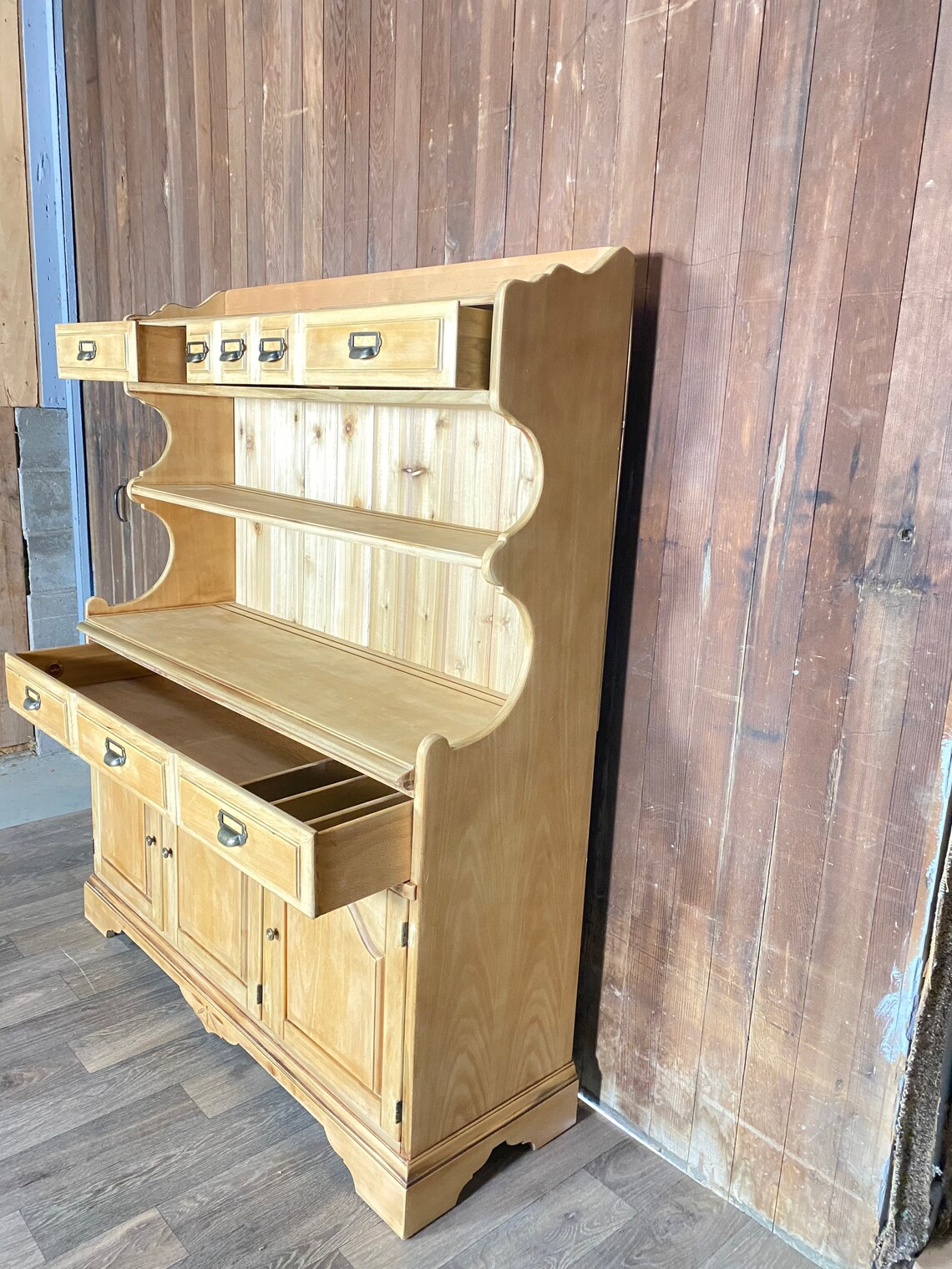 Vintage Wood Kitchen Hutch Bakers Country Style Etsy