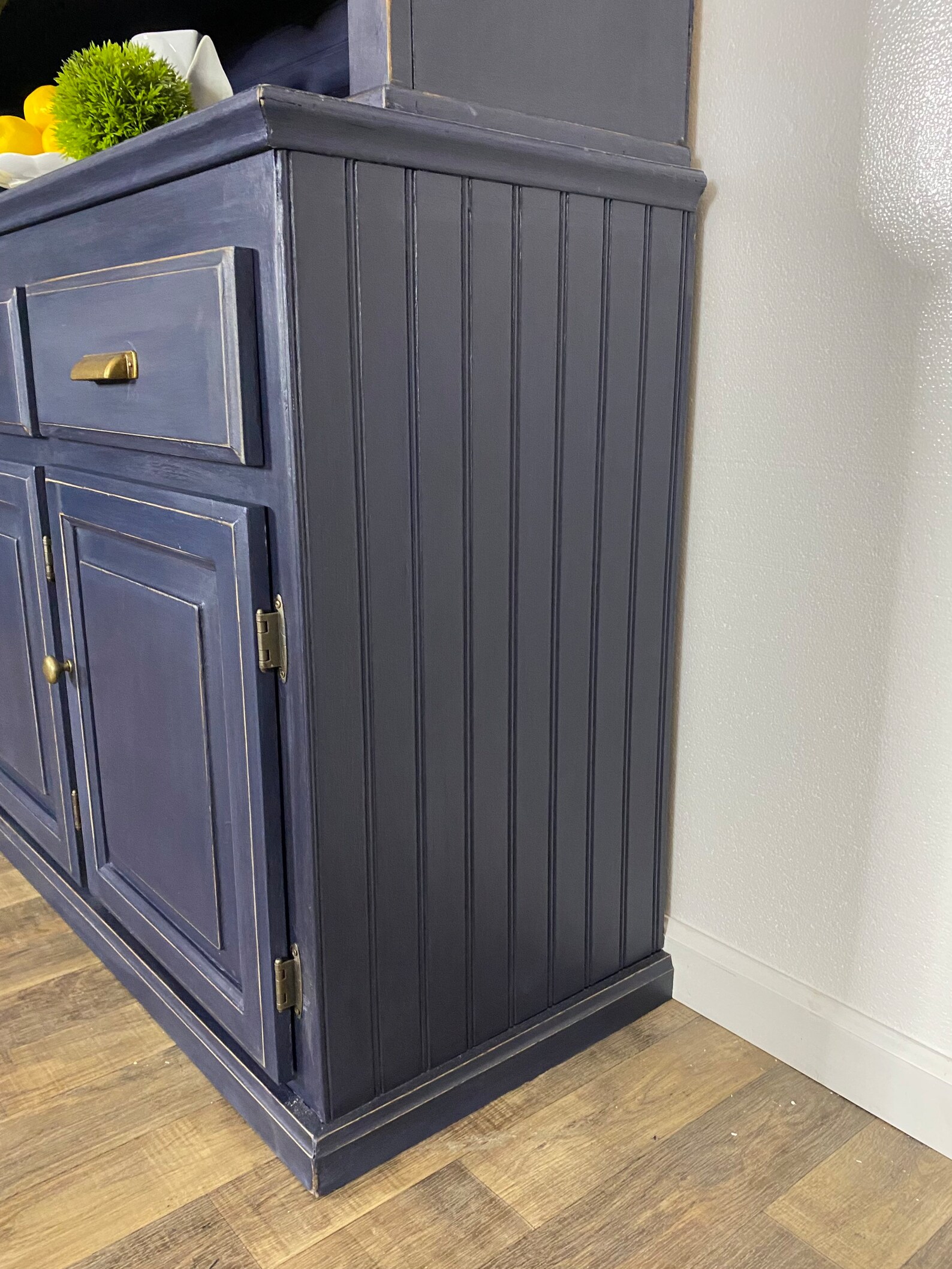 Navy Blue China Cabinet Open Shelves Hutch Farmhouse Style - Etsy