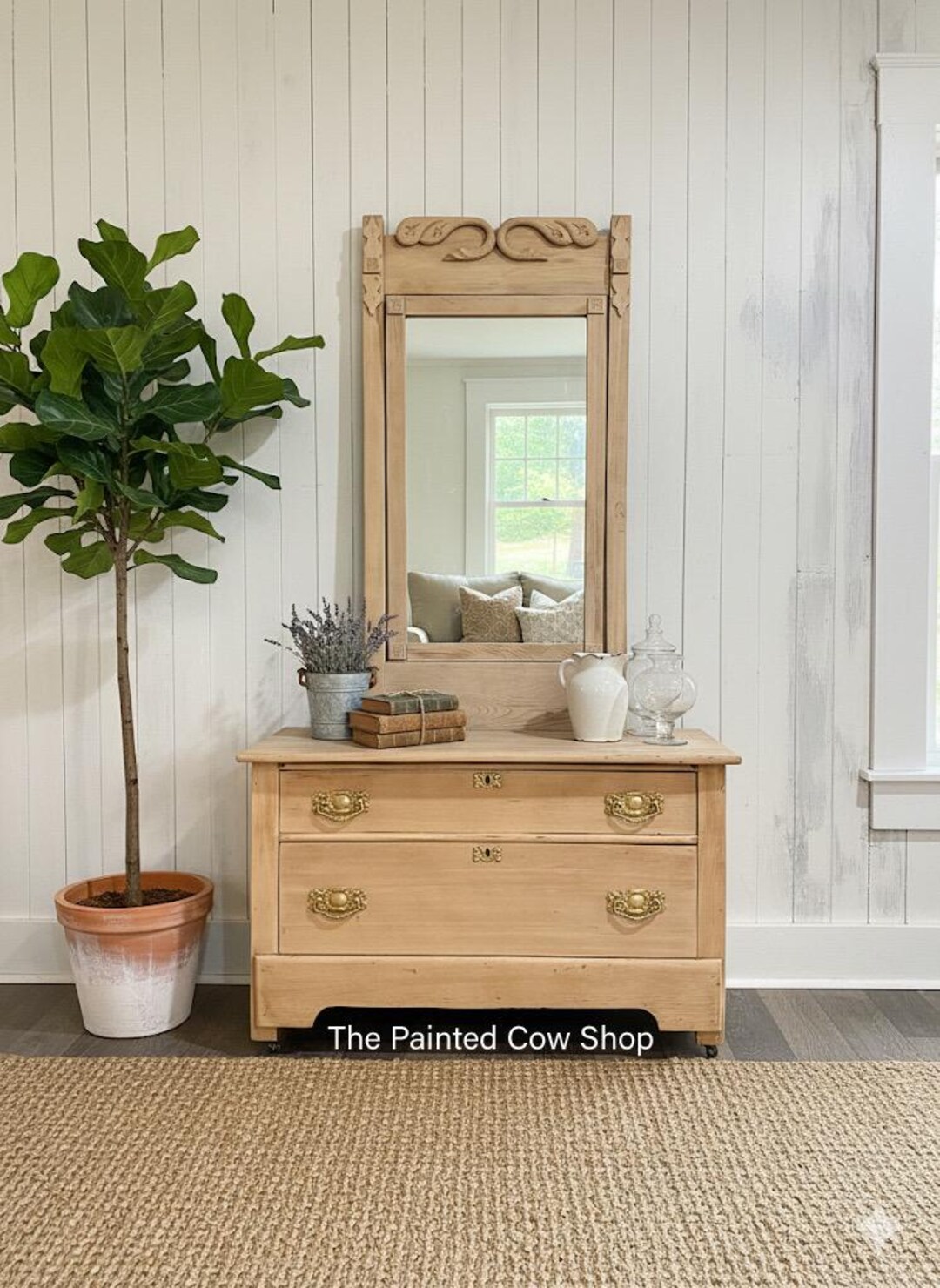 Antique Dresser With Mirror, 2 Drawer Dresser and Mirror, Entry Way ...