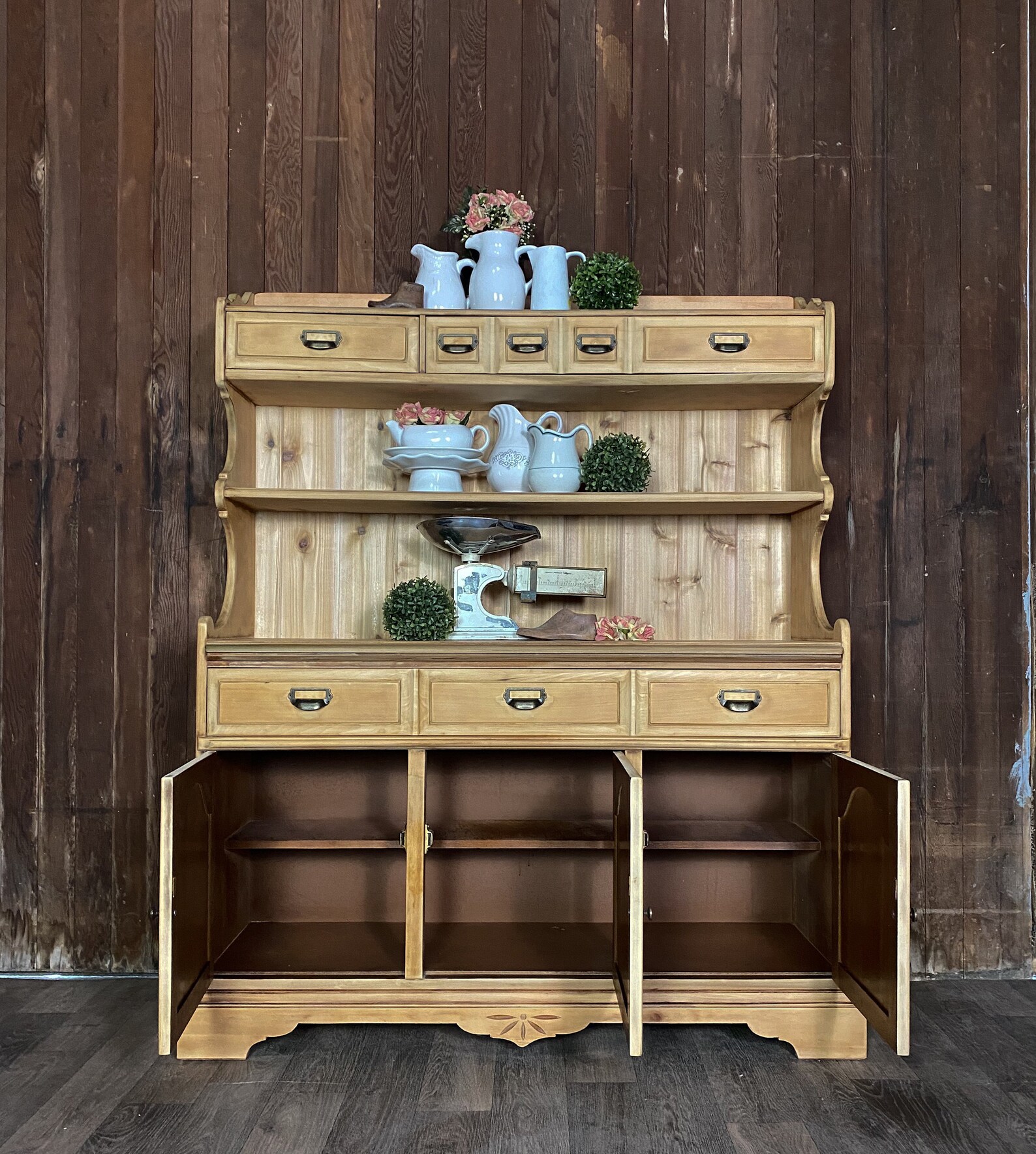 Vintage Wood Kitchen Hutch Bakers Country Style Etsy Israel