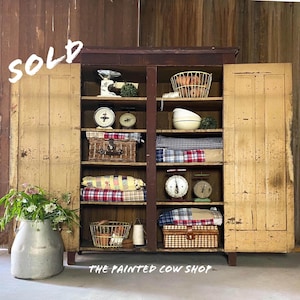 Sold 19th c Primitive Pie Safe, America hand made Furniture, Primitive Cupboard,  Red Antique Cabinet