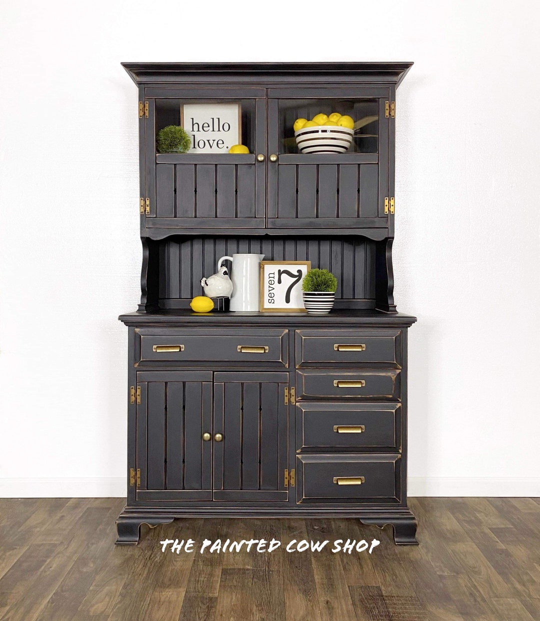 Black Hutch Black China Cabinetmodern Style Hutch Open - Etsy