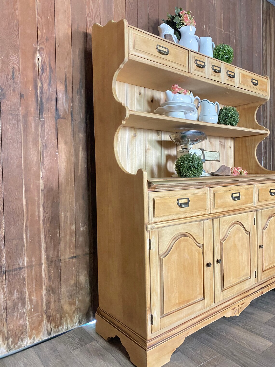 Vintage Wood Kitchen Hutch Bakers Country Style Etsy Israel