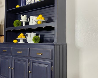 Navy Blue China cabinet open shelves hutch Shipping is not FREE farmhouse style China cabinet Modern bookcase