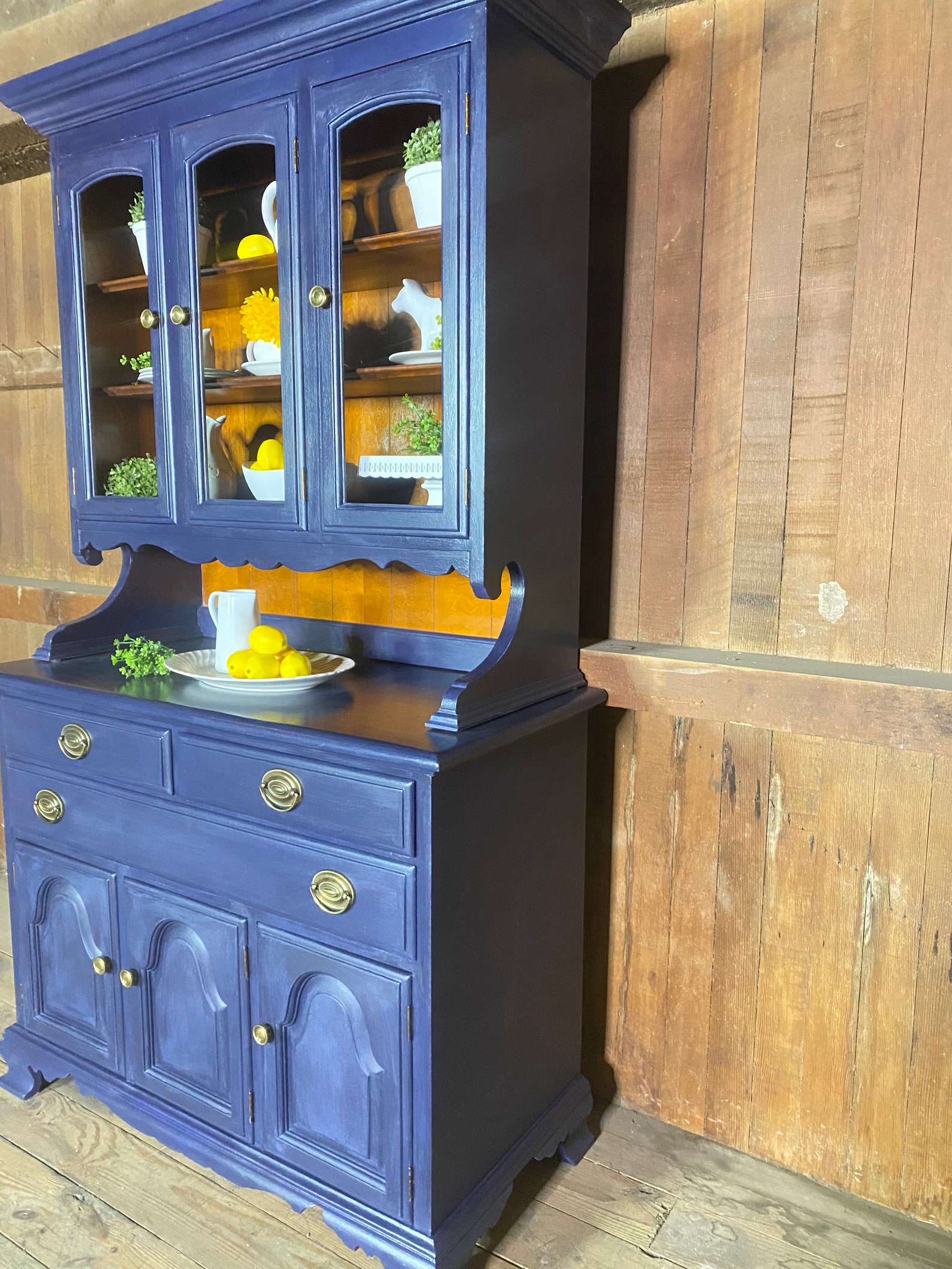 Custom Painted Blue China Cabinet Blue Hutch Shipping Not - Etsy