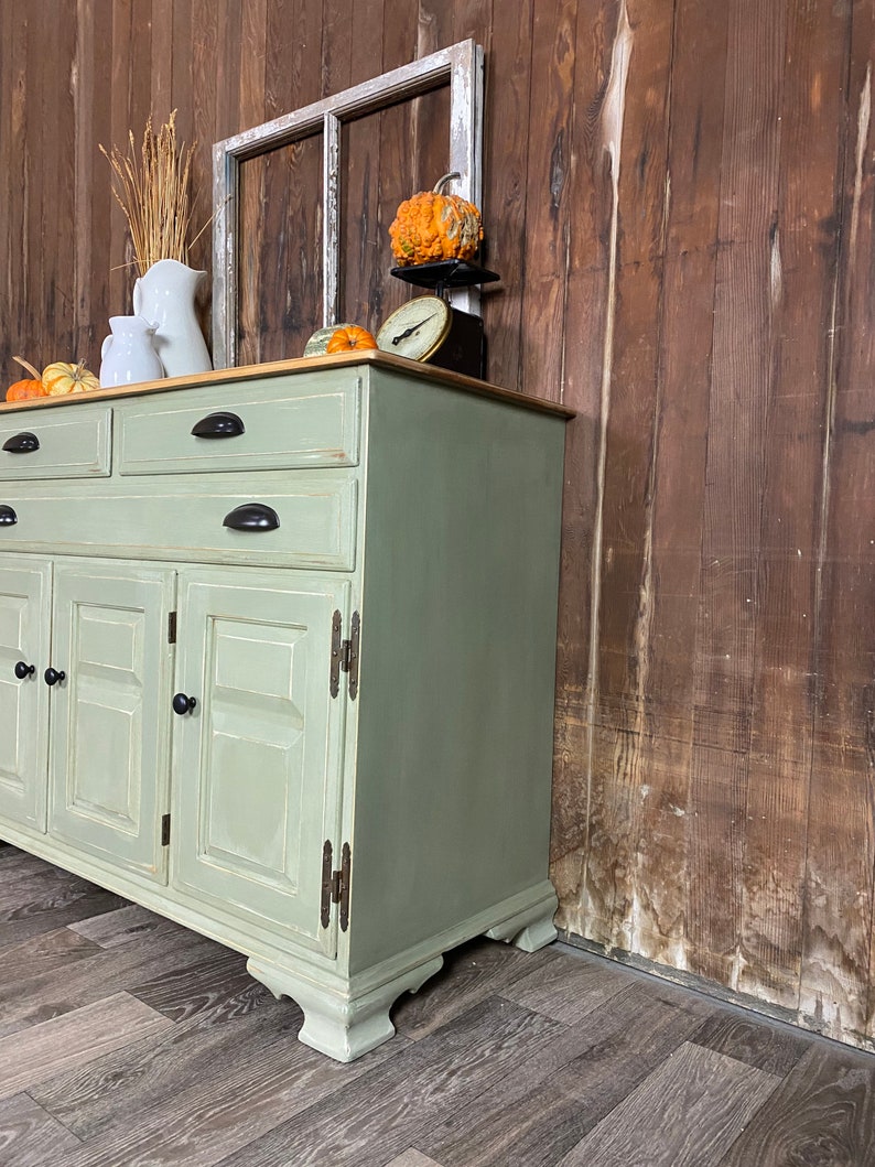 Farmhouse Style Buffet Cottage Style Sideboard Green Buffet Etsy