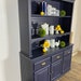 Navy Blue China Cabinet, Open Shelves Hutch , Farmhouse Style China ...