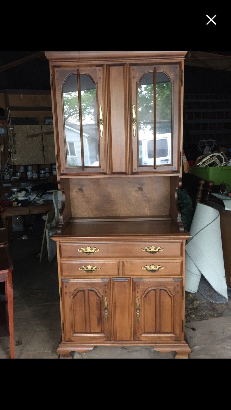 Sold Farmhouse Distressed Blue Hutch Etsy