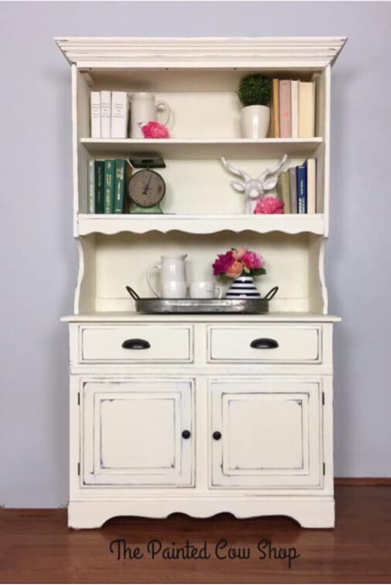 Distressed White Painted China Cabinet Shabby Chic Distressed White Painted China Cabinet, Shabby Chic China Cabinet
