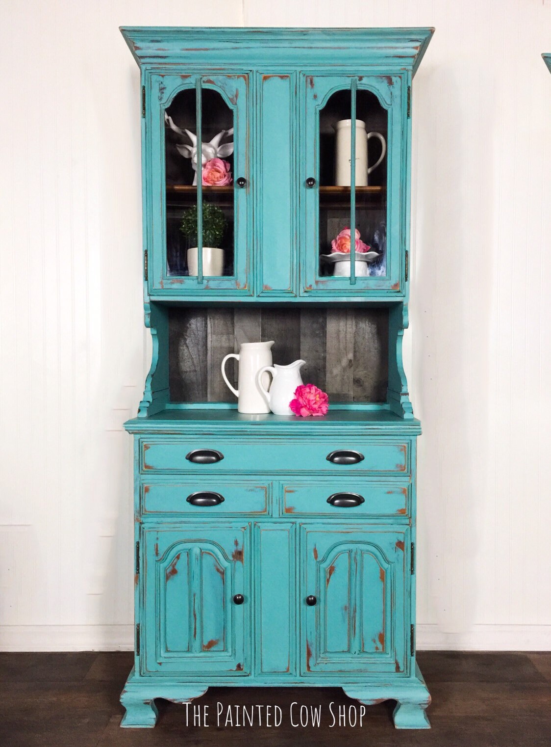 Sold Farmhouse Distressed Blue Hutch - Etsy