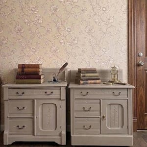 Set of Antique Eastlake commode Oak Wash Stands, Victorian commode dressers with Storage