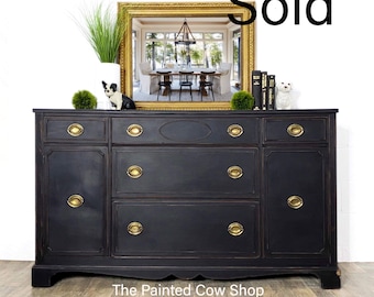 Sold Black Sideboard, Antique Hepplewhite Buffet, Hepplewhite Sideboard shipping not included