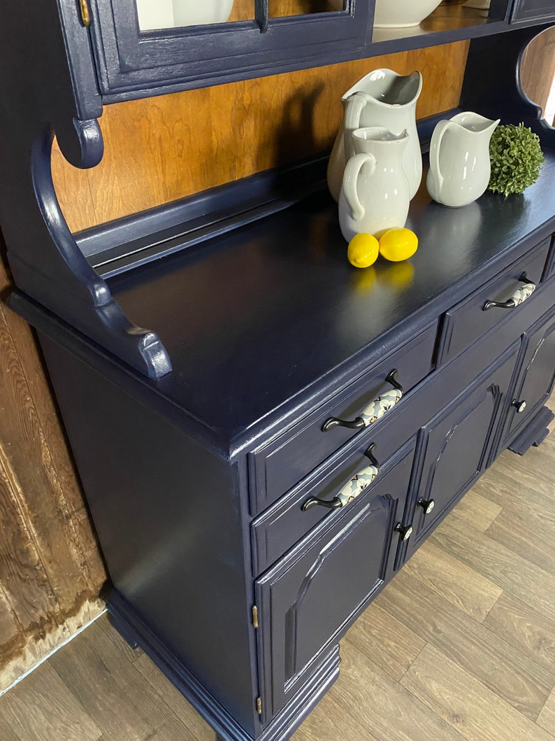 Dark Navy Blue China Cabinet Farmhouse Style China Cabinet - Etsy