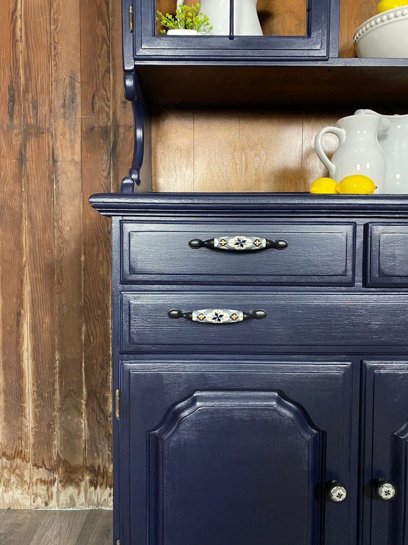 Dark Navy Blue China Cabinet Farmhouse Style China Cabinet - Etsy