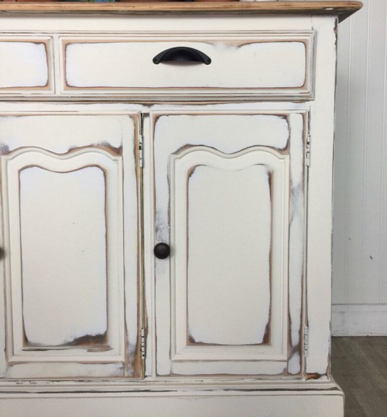 Sold Farmhouse White Distressed Hutch shabby Chic China Etsy