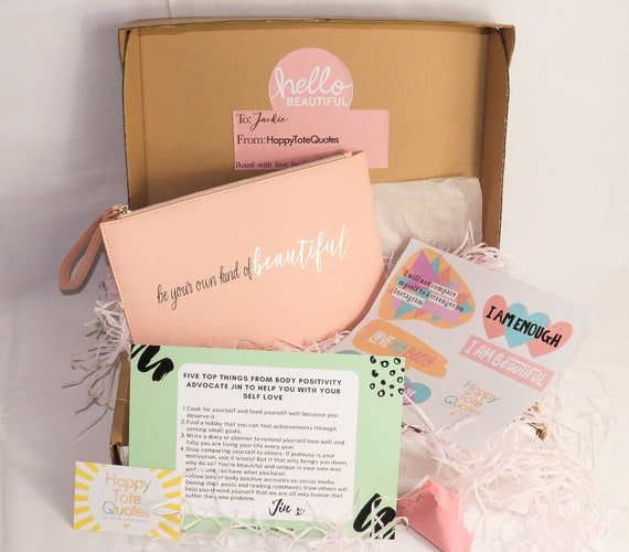 HappyBeautyBox - Body Positive Box, Self Care Gift Box, Hug In A Box, Care Package For Her