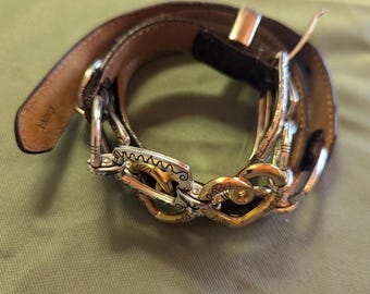 Vintage Southwestern Tan Leather Concho Belt Silver Sunburst Boho Western 36\