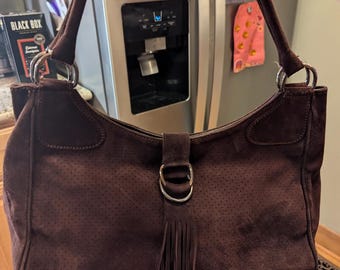 Vintage Stuart Weitzman Schokolade mit Tasseln Wildleder Geldbörse-Spanien