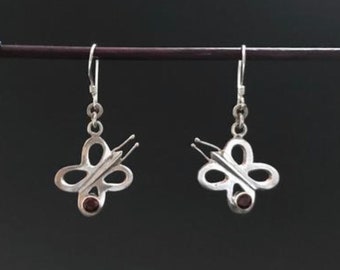 Handmade Sterling Silver Butterfly Earrings, Amethyst Garnet Citrine Jewelry