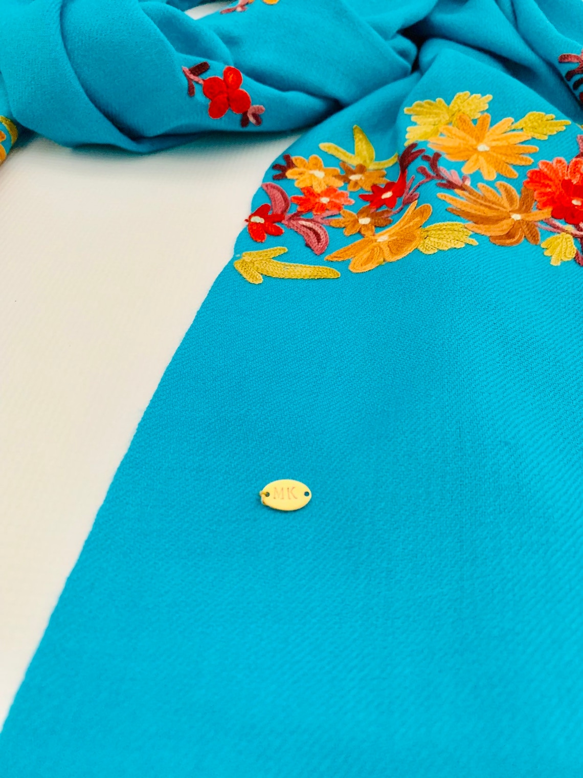 Personalised Initials Embroidery Scarf Wool Scarf Handmade | Etsy