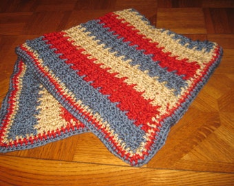 HAND MADE Crocheted STRIPED Design for Stroller, Car seat or Laptop Blanket Afghan Throw