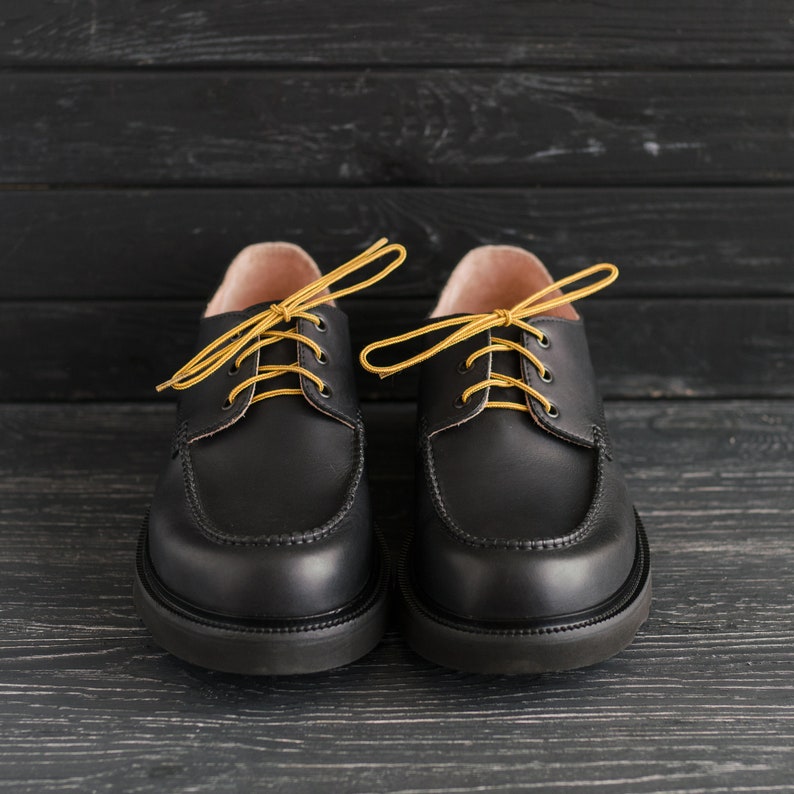 Classic Moc Toe Black Oxford Handmade Men Women Leather Shoes Custom Made HoboMocToe by WolfAndBeard image 3