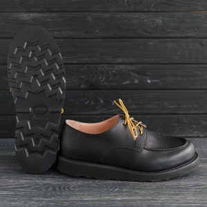 Classic Moc Toe Black Oxford Handmade Men Women Leather Shoes Custom Made HoboMocToe by WolfAndBeard image 4