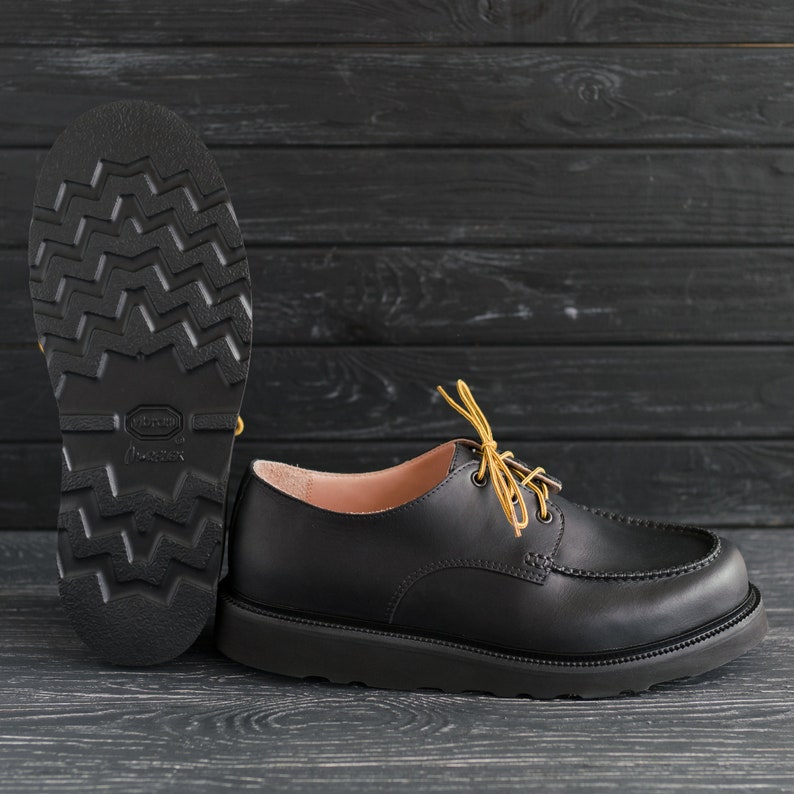 Classic Moc Toe Black Oxford Handmade Men Women Leather Shoes Custom Made HoboMocToe by WolfAndBeard image 4
