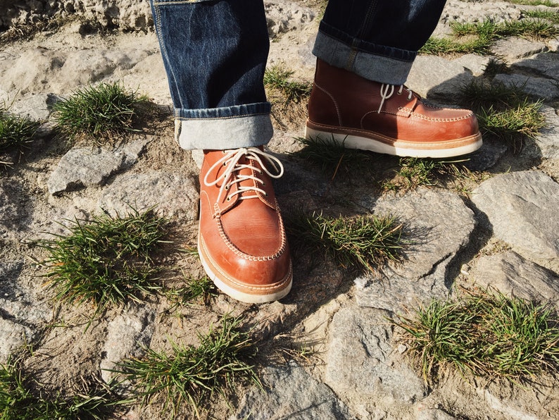 Classic Moc Toe Green Mens Women's Boots Lace up Leather - Etsy