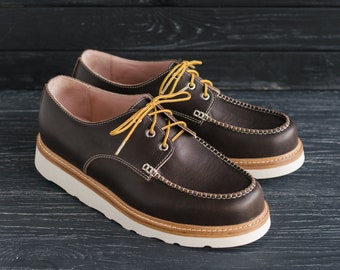 Mens Classic Moc Toe Oxford in Brown Leather Shoes - #HoboMocToe by wolfandbeard