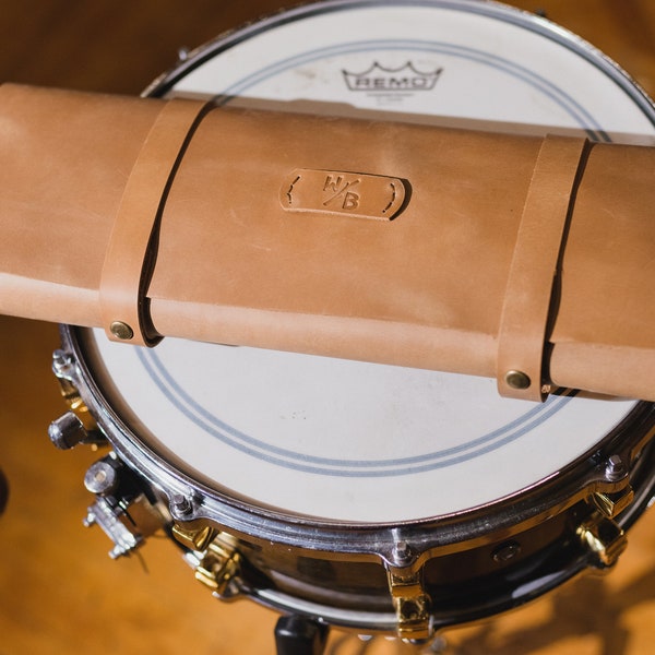 Drum Stick Bag Leather Drumsticks Case Holder Drummer Gifts Personalized Drum Accessories by WolfAndBeard