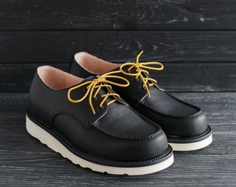 Classic Moc Toe Heritage Black Oxford Handmade Mens Shoes - #HoboMocToe by WolfAndBeard